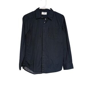 Old Navy Boys XL 14-16 Navy Polka Dot Built-In Flex Button Down Shirt Long Slv